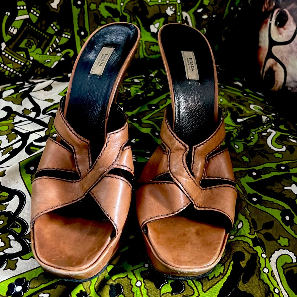 Prada Leather Slide Mule Heels